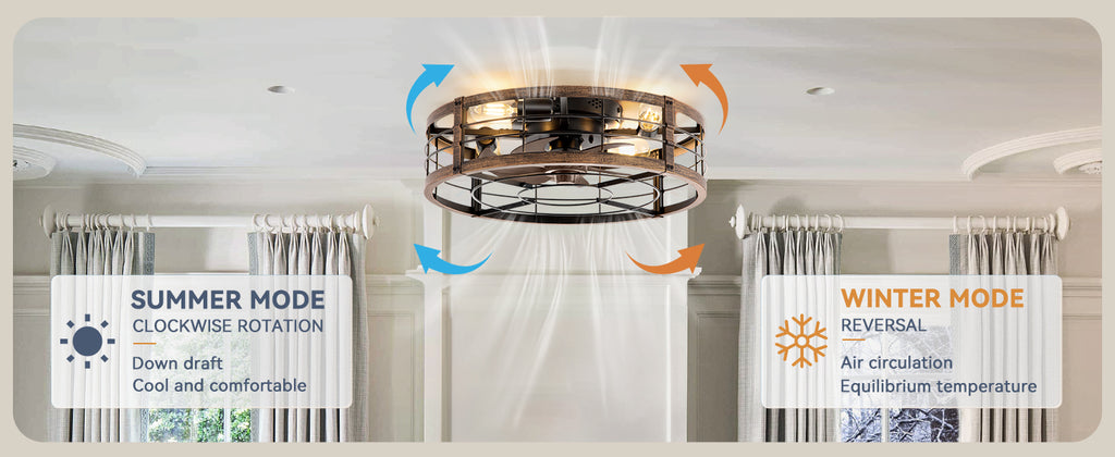 LEDIARY 20-Inch Caged Ceiling Fan, Black and Gold