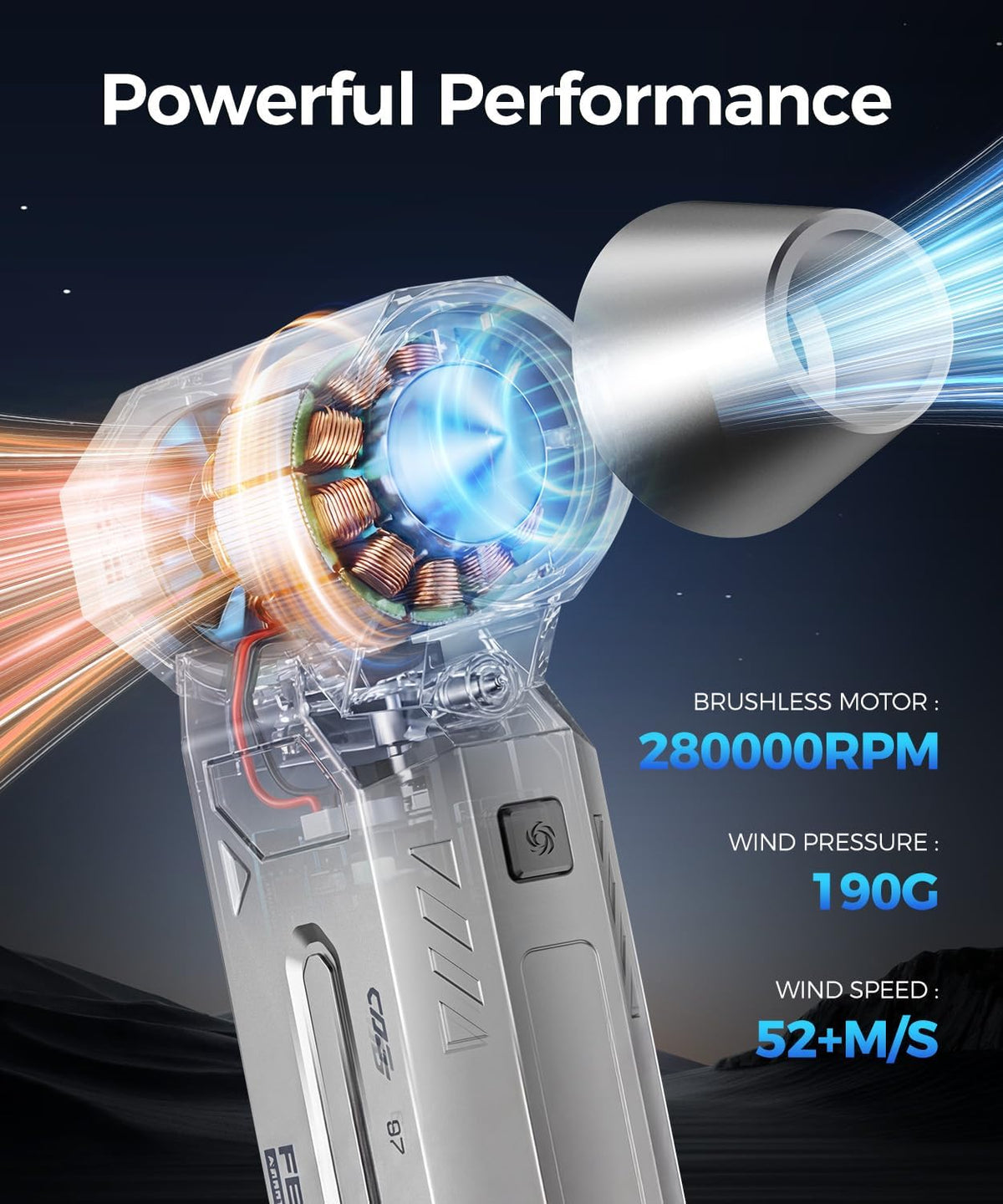 MiaEpic Z3 Rechargeable Electric Air Duster, Grey