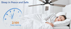 ZMISHIBO 52-Inch Flush-Mount Ceiling Fan with LED Light, Black
