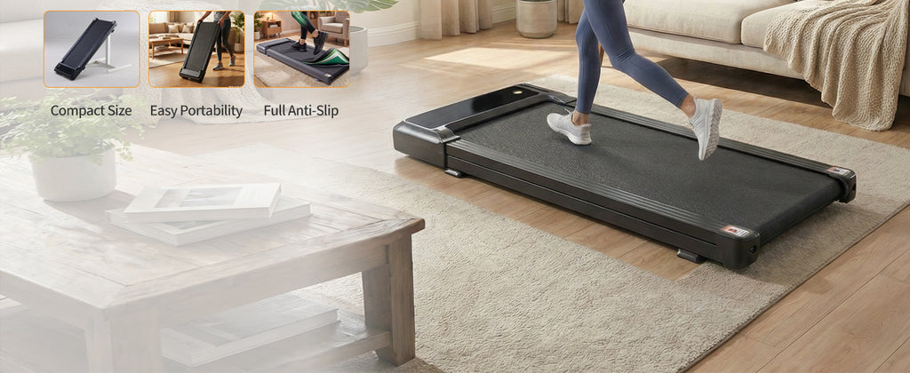 NEWBULIG PBJ-P01-V2 Under-Desk Walking Treadmill – Black – Black / No handle – product detail