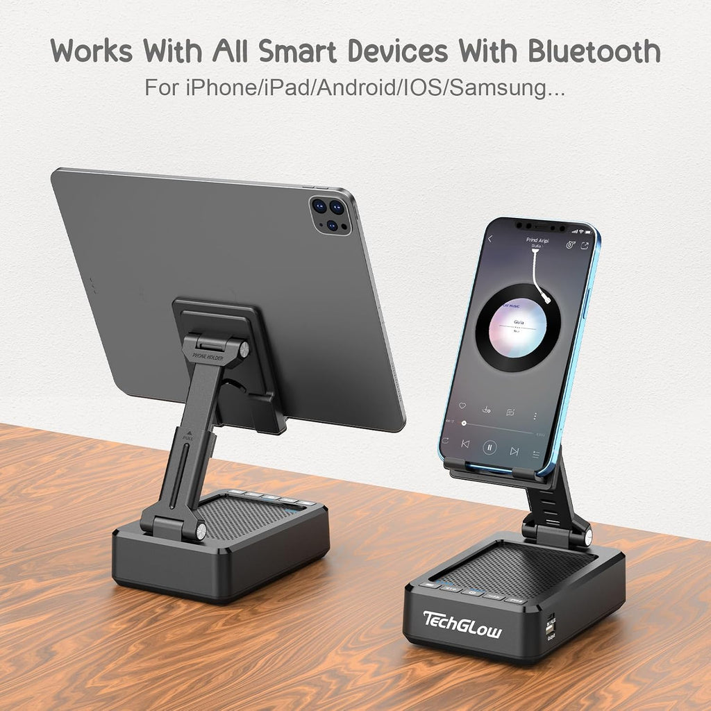 TechGlow Bluetooth Speaker Phone Stand, Black
