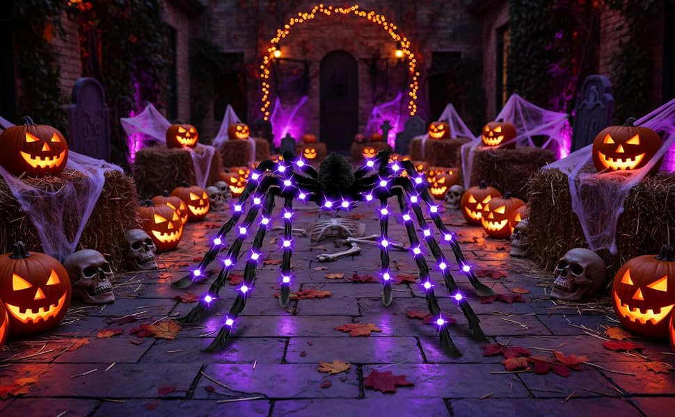 Cherislpy 78-Inch Lighted Halloween Spider Decoration – Multicolor – product detail