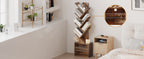 SUNMORY Six-Tier Tree Bookshelf with Storage, Brown