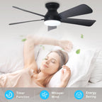 Depuley 42-Inch Ceiling Fan with Dimmable LED Light, Black