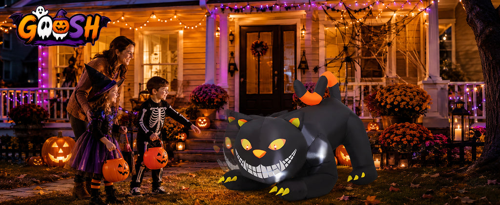GOOSH 6-Foot Halloween Animated Black Cat Inflatable – Black – product detail
