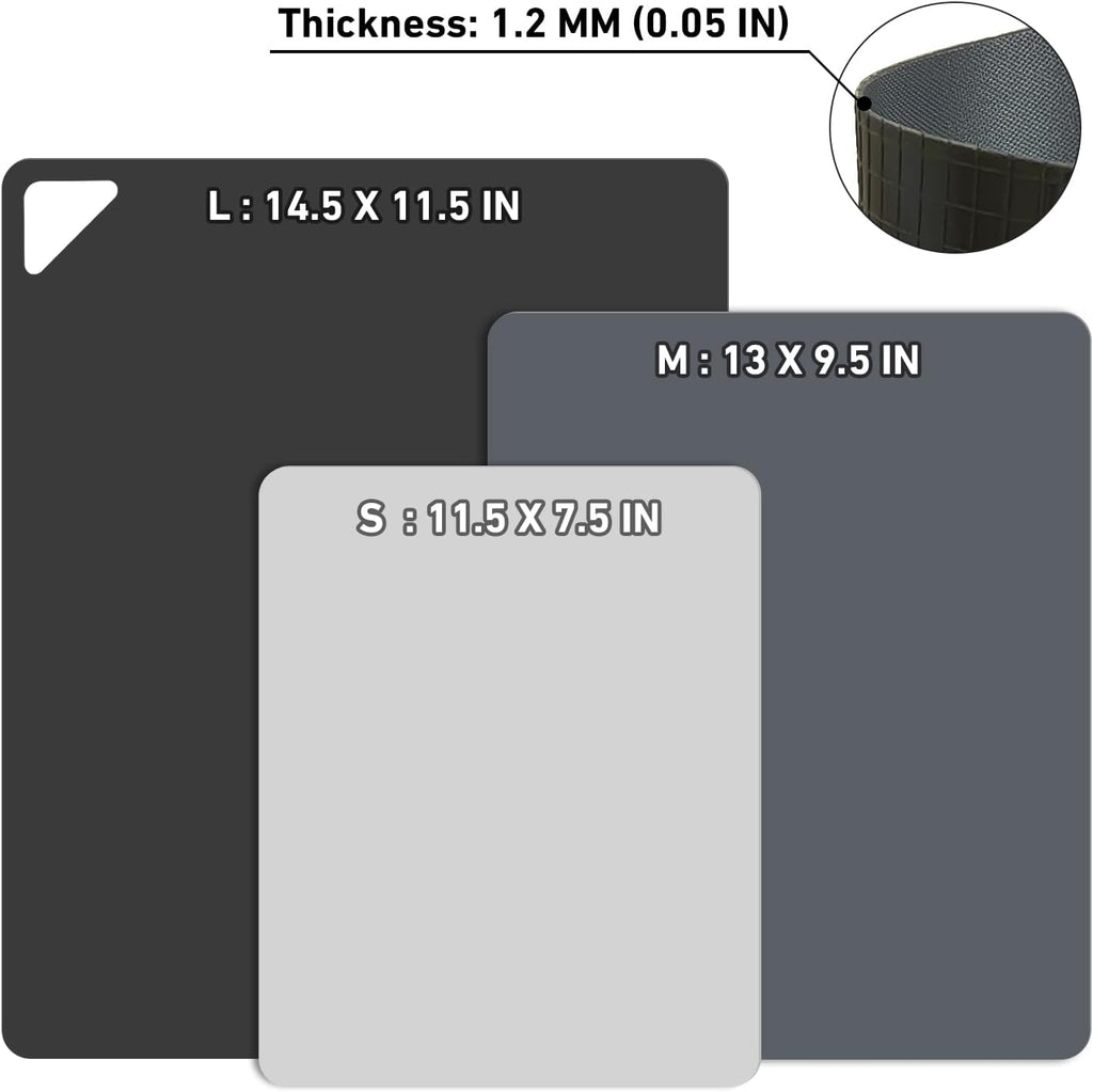 WK Flexible Cutting Mats, Mixed Grey, 3 Sizes