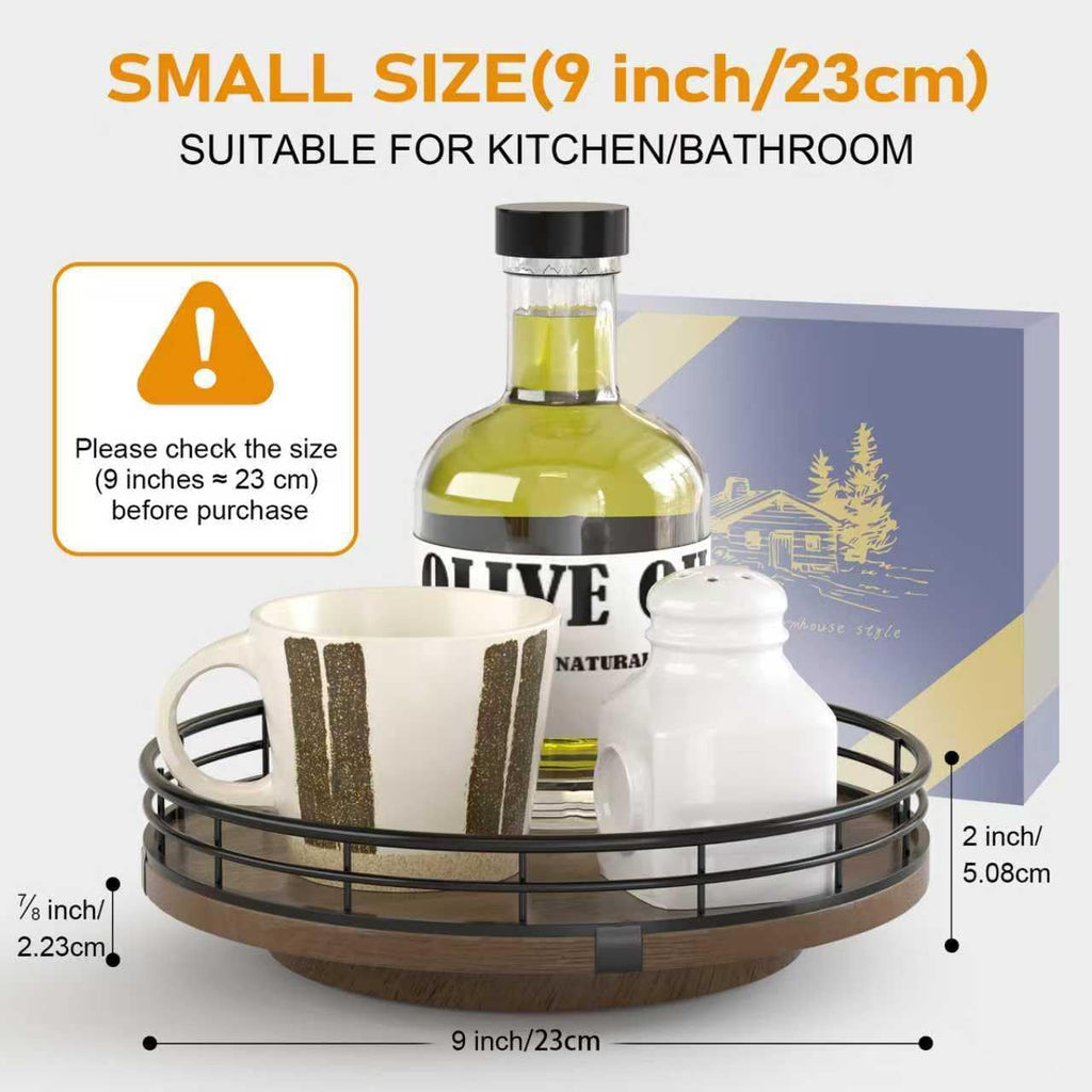 AMH Oak Lazy Susan, Walnut Finish, 9 in