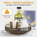 AMH Oak Lazy Susan, Walnut Finish, 9 in