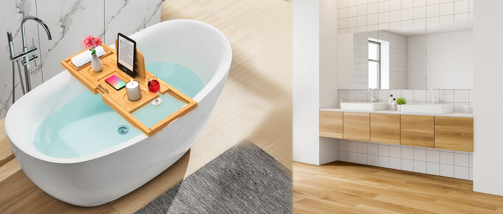 Banlilu Expandable Bamboo Bathtub Tray, Natural