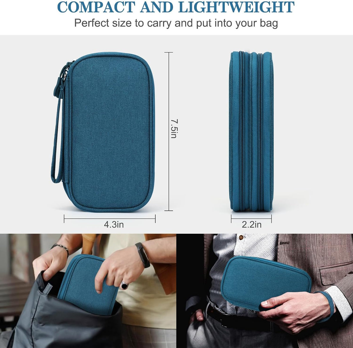 FYY Two-Layer Tech Organizer Pouch, Dark Green