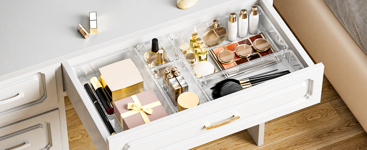 WOWBOX Clear Drawer Organizer Trays, 25-Pack