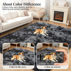 PLHXFR Shag Area Rug, Tie-Dyed Dark Grey, 8 x 10 ft