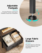 Lazzanto Two-Drawer Nightstand with Charging Station and LED Light, Black