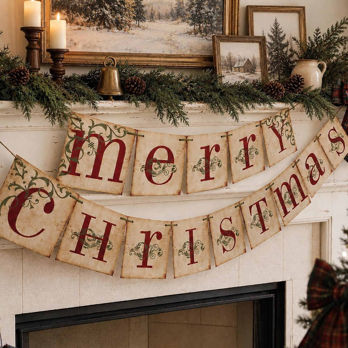 ORIENTAL CHERRY Vintage-Style Merry Christmas Banner