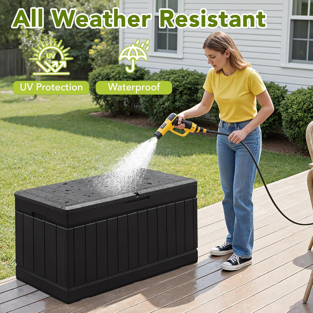 Devoko Resin Deck Storage Box, Black, 78 Gallon