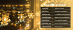 CESOF Warm White Snowflake String Lights, 20 ft