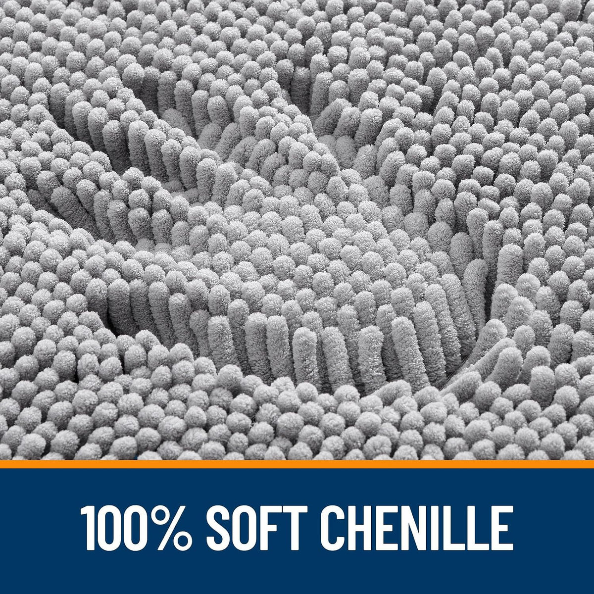 OLANLY Chenille Bath Rug, 30 × 20 Inches, Grey
