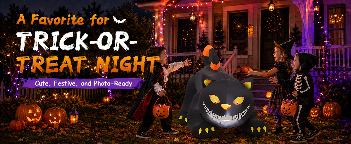 GOOSH 6-Foot Halloween Animated Black Cat Inflatable – Black – product detail