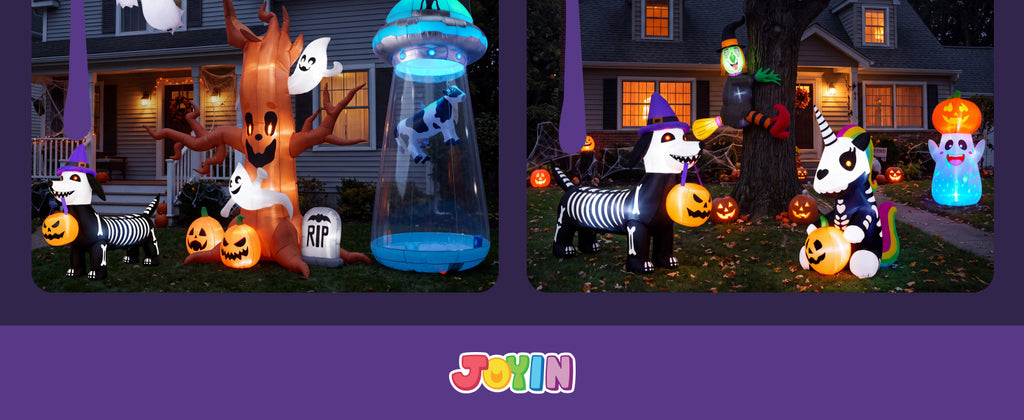 Joiedomi RH-120-2000U4-1,30048 8-Foot Halloween Tree, Ghost, Pumpkin & Tombstone Inflatable – Brown, Orange, White – product detail