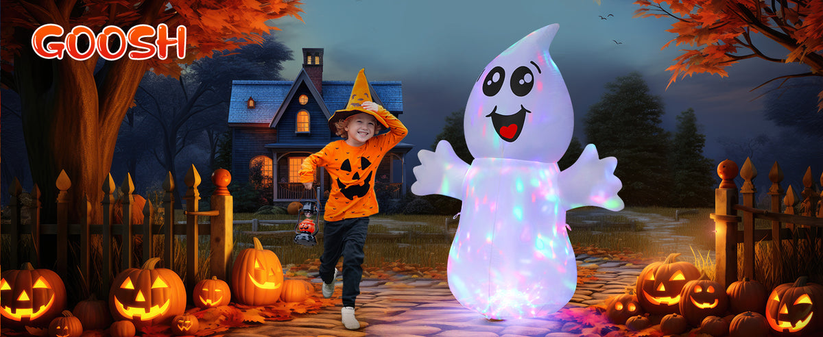GOOSH 5-Foot Halloween Ghost Inflatable – White – product detail