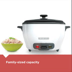 BLACK+DECKER Rice Cooker with Steamer, White, 6 Cups Cooked