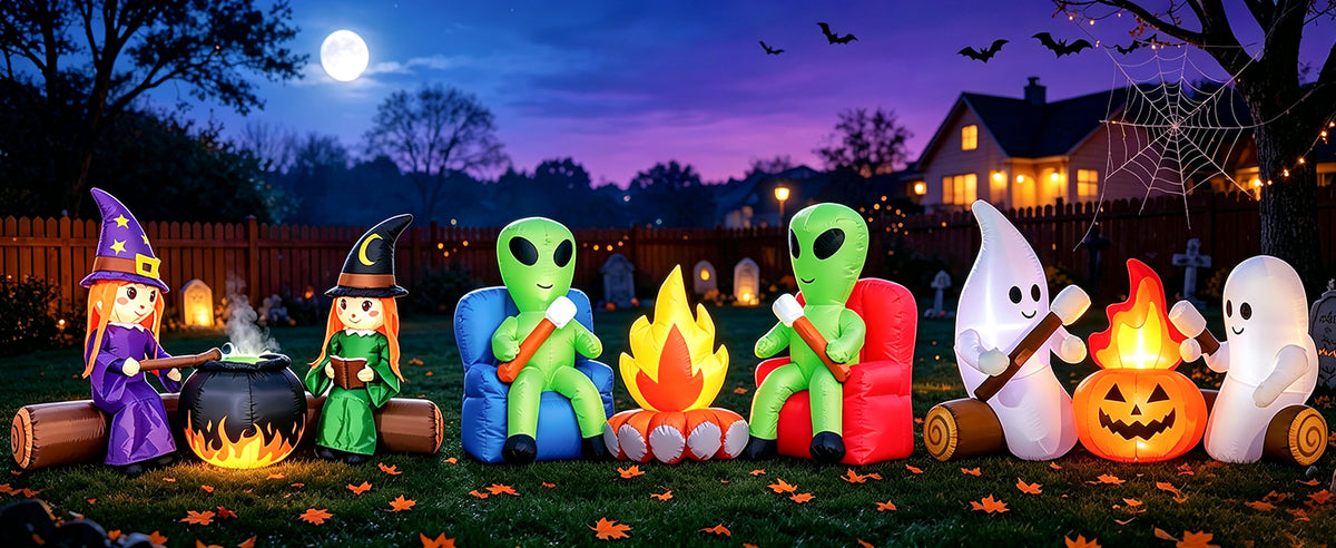 DomKom 6-Foot Halloween Ghost Campfire Inflatable – Ghost Campfire – product detail