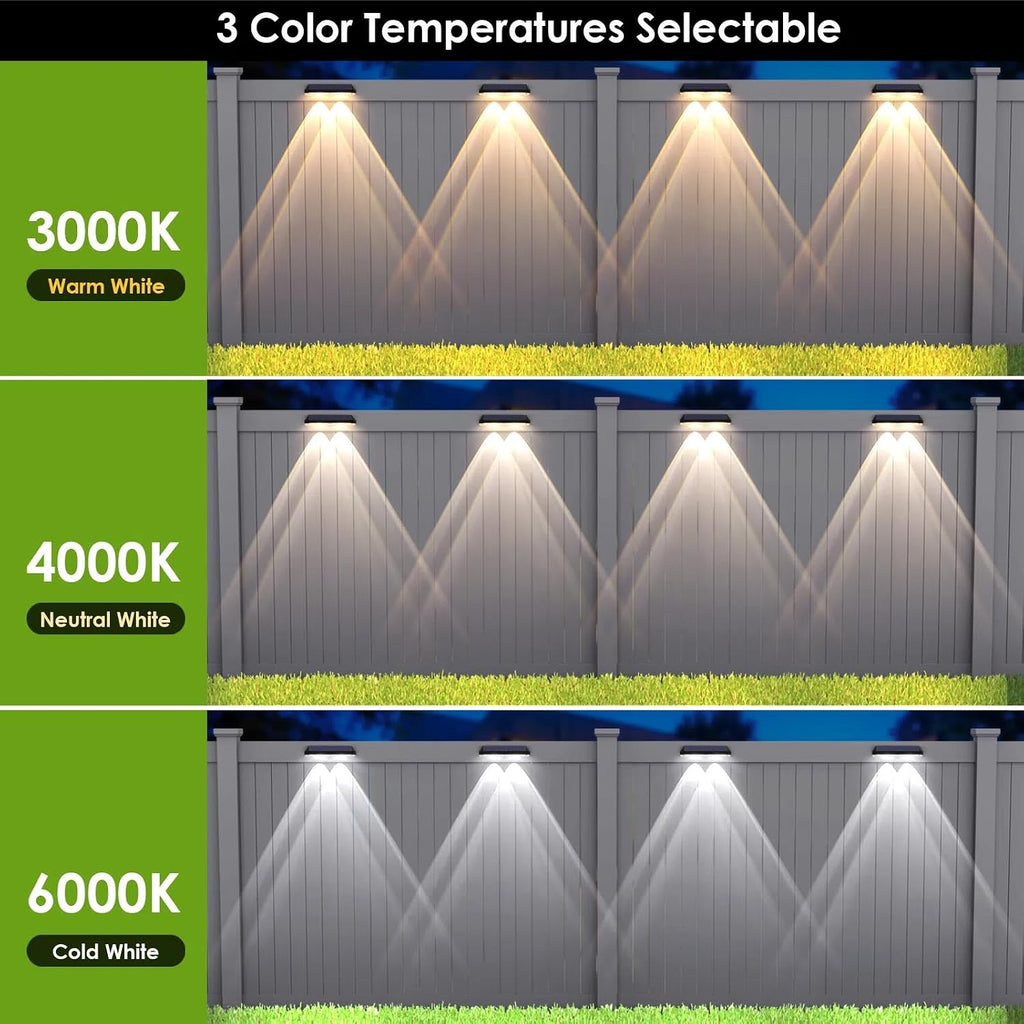 LIANGLOME Solar Fence Lights with Three White Modes, 8-Pack