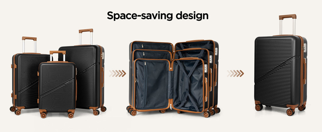 Cosbarn LS28ABS-BK Luggage Set – 5 Piece Sets (20/24/28/DB/TB), Black – product detail