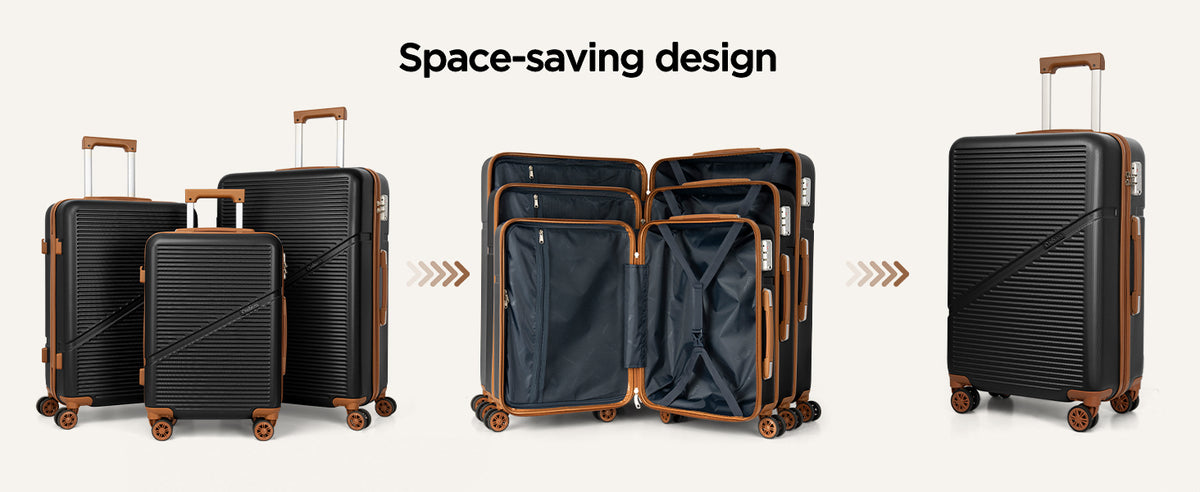 Cosbarn LS28ABS-BK Luggage Set – 5 Piece Sets (20/24/28/DB/TB), Black – product detail