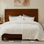 BEDELITE Queen Fleece Comforter Set, Cream White
