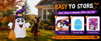 GOOSH 69483 6.2-Foot Halloween Ghost with Broom Inflatable – White and Black – product detail