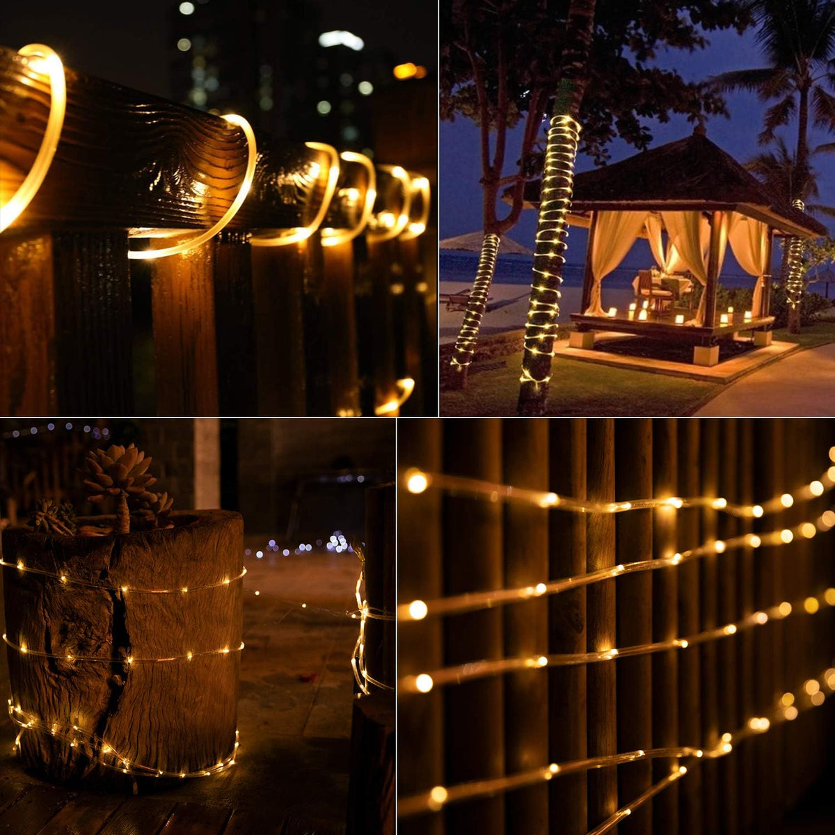 Brightown Solar Rope Lights, Warm White, 39 ft