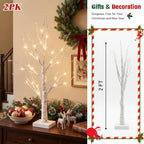 PEIDUO Lighted Birch-Style Tabletop Trees, 2 ft, Set of 2