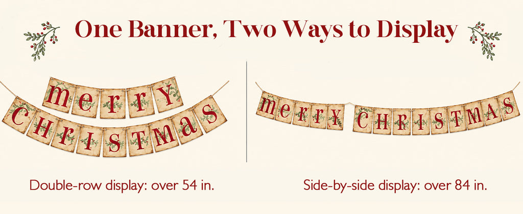 ORIENTAL CHERRY Vintage-Style Merry Christmas Banner