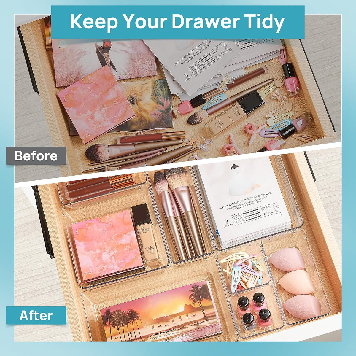 Vtopmart Clear Drawer Organizer Trays, 25-Pack