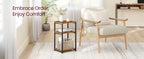 VASAGLE Three-Tier Rectangular Side Table, Rustic Brown and Ink Black