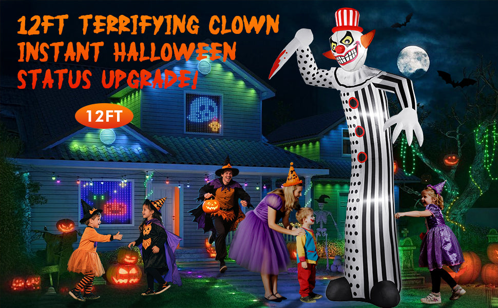 zukakii QM-WS-018 12-Foot Halloween Clown Inflatable – white – product detail