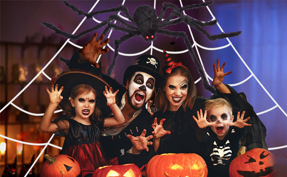 OCATO HF2106006 200-Inch Halloween Web & 59-Inch Spider Decoration Set – 200", Black – Black / 200" – product detail