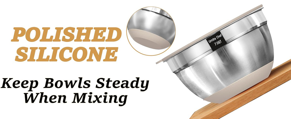 Umite Chef Mixing Bowls and Kitchen Tools, Khaki, 26 Pieces