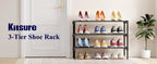 Kitsure Three-Tier Shoe Rack, Black, 27.5 in