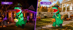 GOOSH 7-Foot Halloween Pirate Dinosaur & Pumpkin Inflatable – Green – product detail