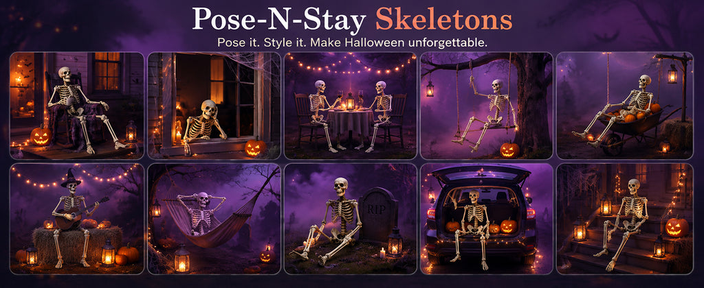 Abakuku GJ Posable Halloween Human Skeleton Set – 2pcs-36inch, White – 2pcs-36inch / White – product detail