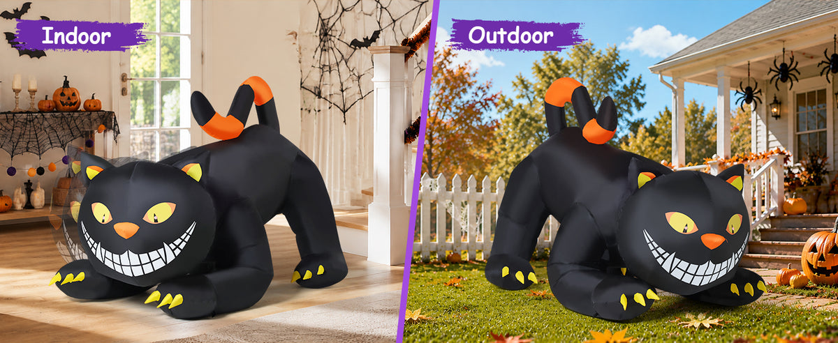 GOOSH 6-Foot Halloween Animated Black Cat Inflatable – Black – product detail