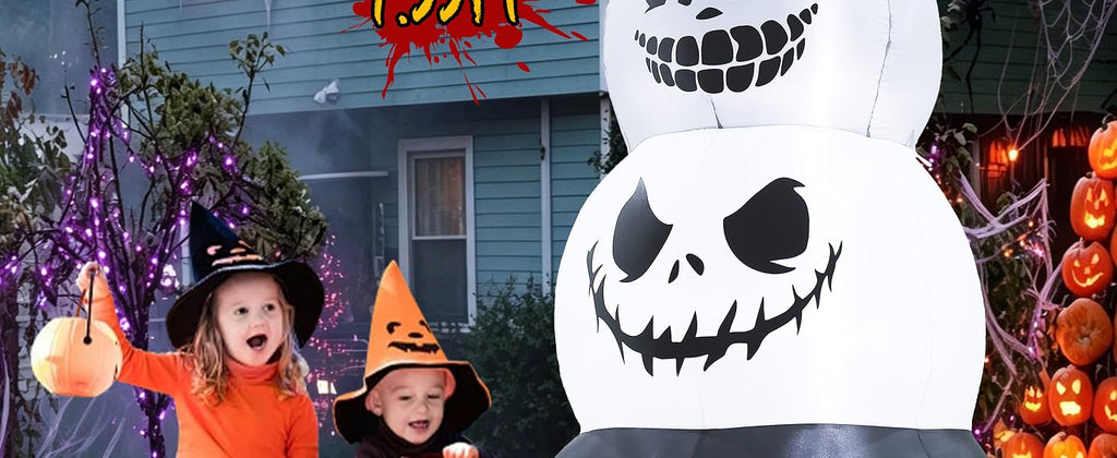 GIFTFIND 10091 7.6-Foot Halloween Pumpkin & Ghost Inflatable – Stacked Pumpkins – product detail