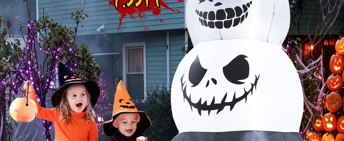 GIFTFIND 10091 7.6-Foot Halloween Pumpkin & Ghost Inflatable – Stacked Pumpkins – product detail