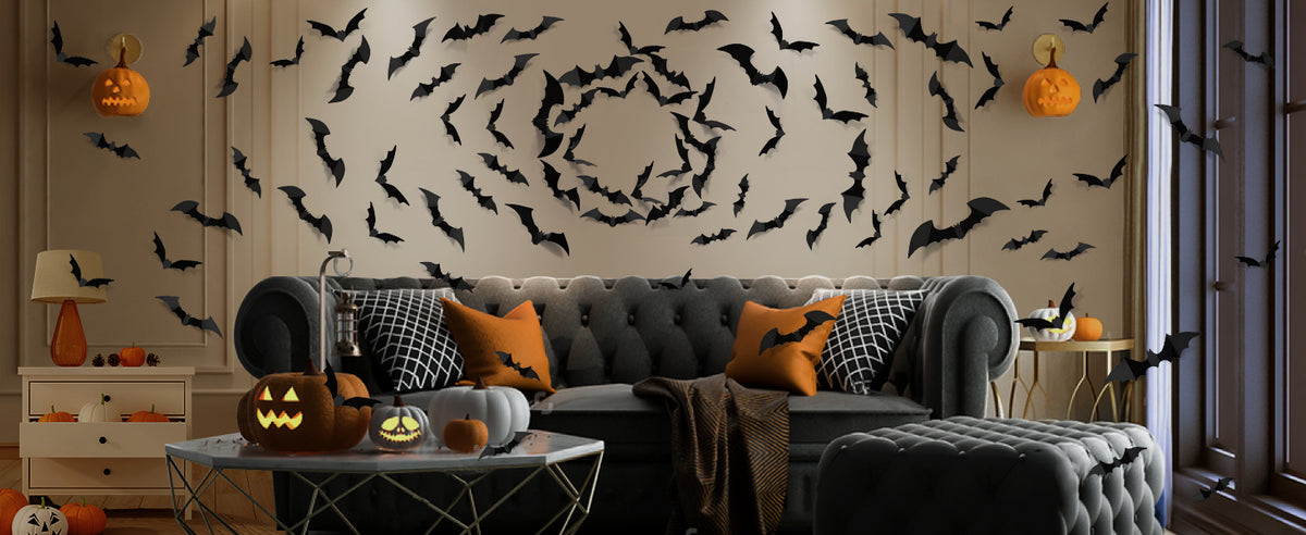 LUDILO Black 3D Bat Wall Decorations, 100 Pieces