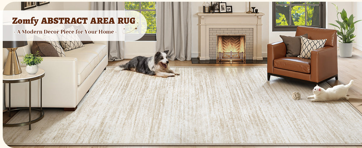 Zomfy Printed Area Rug, Beige, 8 x 10 ft