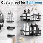 EUDELE Adhesive Bathroom Organizer Set, Black, 5 Pieces