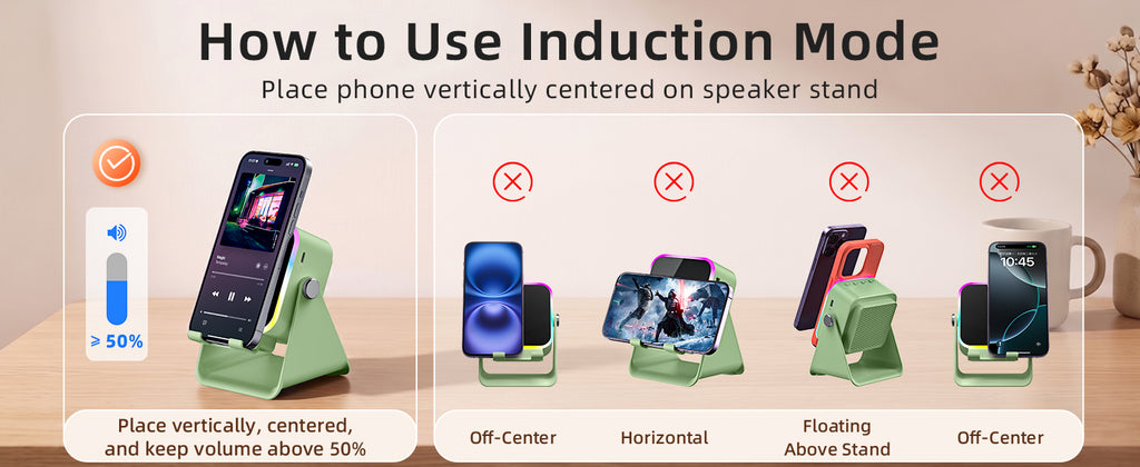 Oresoc Bluetooth and Induction Speaker Phone Stand, Green