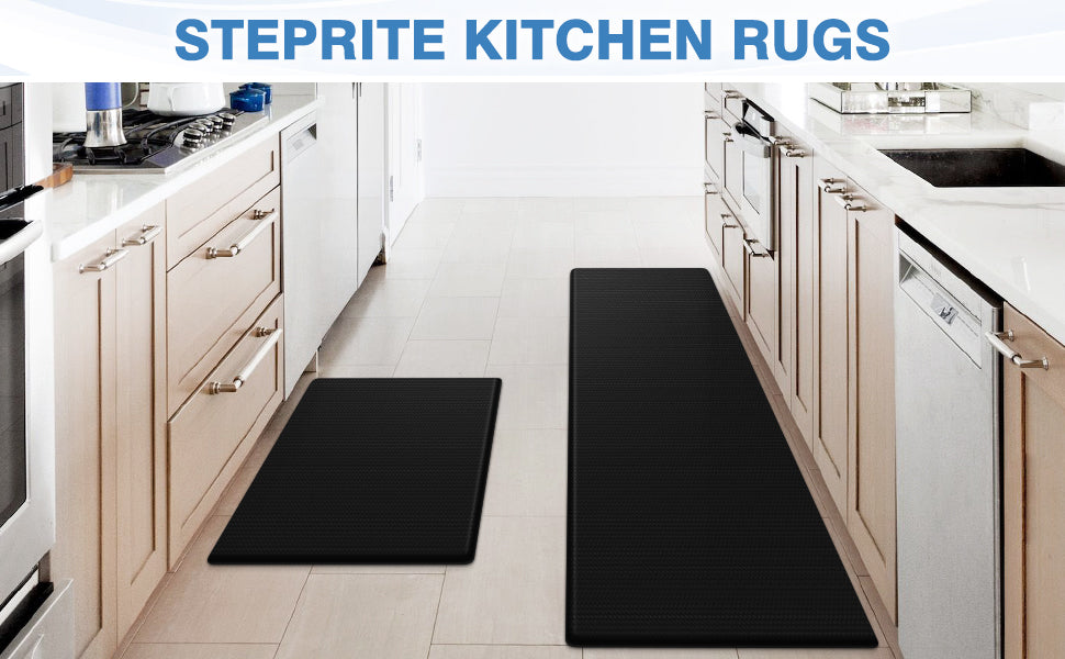 StepRite Cushioned Kitchen Mats, Black, 2-Piece Set